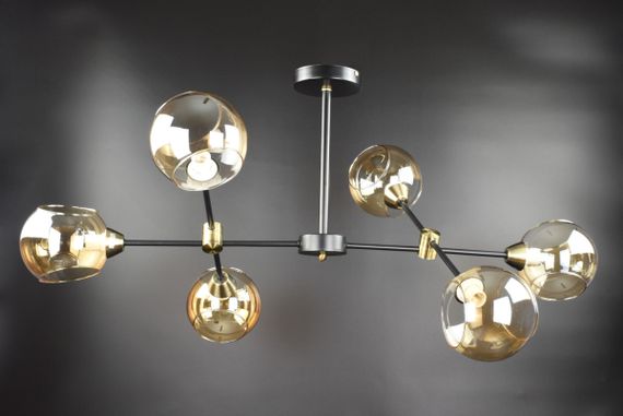 Люстра стельова на 6 лампочок 26193 Чорний 40х60х95 см. | Зображення 4