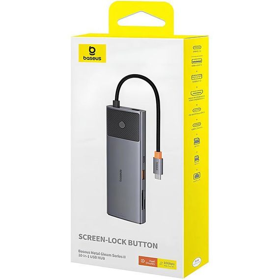 Перехідник HUB Baseus Metal Gleam II OS 10in1 Dual Display (B00061800123-01) Cosmic Black | Зображення 4