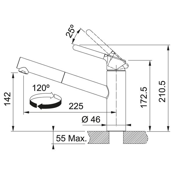 Смеситель Franke Orbit Pull Out /115.0623.055/с поворотным изливом/однорычажный/хром (115.0623.055) | Зображення 1