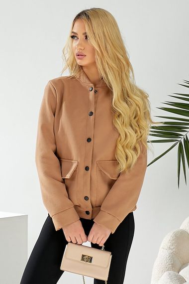 Бомбер женский искусственный кашемир, цвет темно-бежевый, 257R325 | Зображення 4