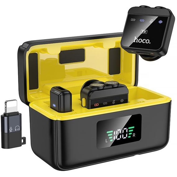 Петличный беспроводной микрофон Hoco L17 Dual-mic magnetic (Lightning/Type-C) Black