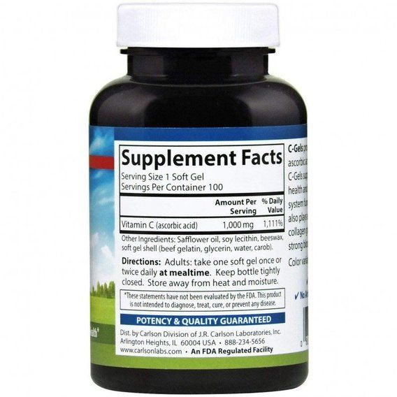 Вітамін C Carlson Labs C-Gel Vitamin C 1000 mg 60 Caps CAR-03000 | Зображення 1