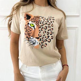 Футболка женская с принтом повседневная L Бежевая