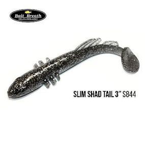 Силіконова приманка, Їстівний силікон Bait Breath BeTanCo Shad Tail Slim 3" (8 шт.) (S844 KATAKUCHI (smoke Silver))