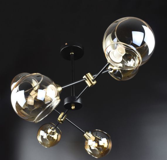 Люстра стельова на 6 лампочок 26193 Чорний 40х60х95 см. | Зображення 3