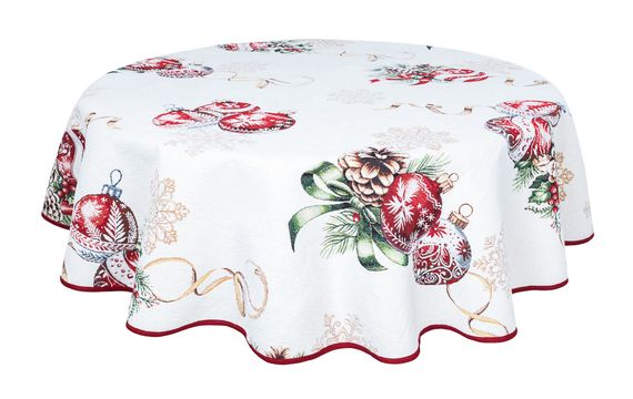 Скатертина гобеленова ALLOVER34278 Limaso, Ø140, Кругла, Новорічний, З мікрофіброю + золотим люрексом, 74% поліестер, 23% бавовна, 3% акрил, Гобелен