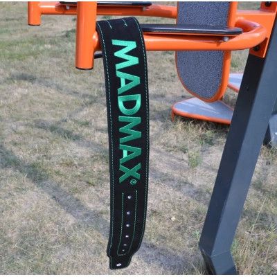 Атлетический пояс MadMax MFB-301 Suede Single Prong шкіряний Black/Green XXL (MFB-301_XXL) | Зображення 9