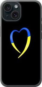 Чохол на iPhone 15 Жовто-блакитне серце із силікону FCh_005937