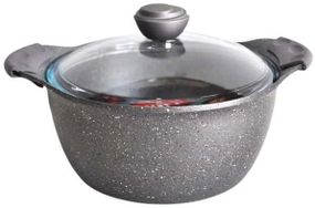 Кастрюля со стеклянной крышкой O.M.S. Collection 3120 с гранитным покрытием 20 см 2,8 л Серый (Турция)