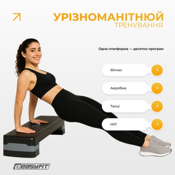 Степ платформа EasyFit Step-B 2-ступінчаста сіра (EF-0540-GY) | Зображення 3