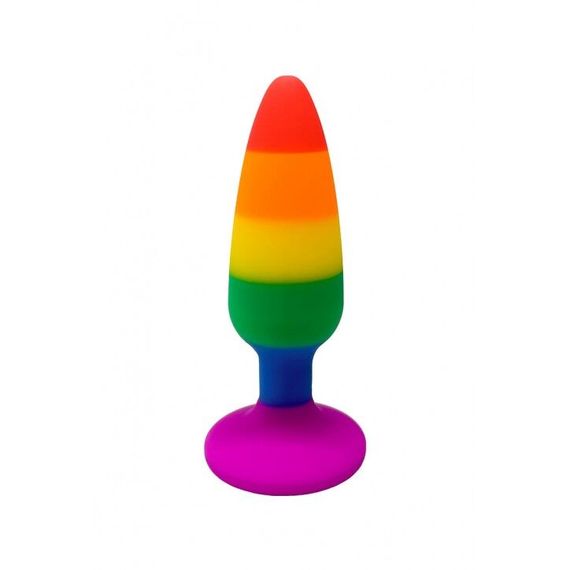 Силиконовая анальная пробка Wooomy Hiperloo Silicone Rainbow Plug S, диаметр 2,4 см, длина 9 см | Зображення 1