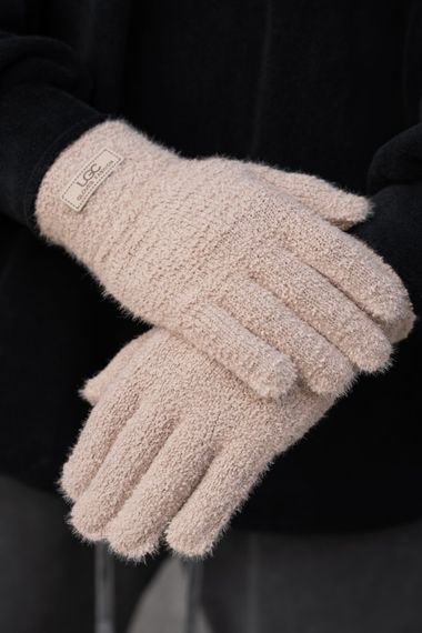 Теплі зимові міхові перчатки рукавиці 7-51А Without Lary Beige | Зображення 2