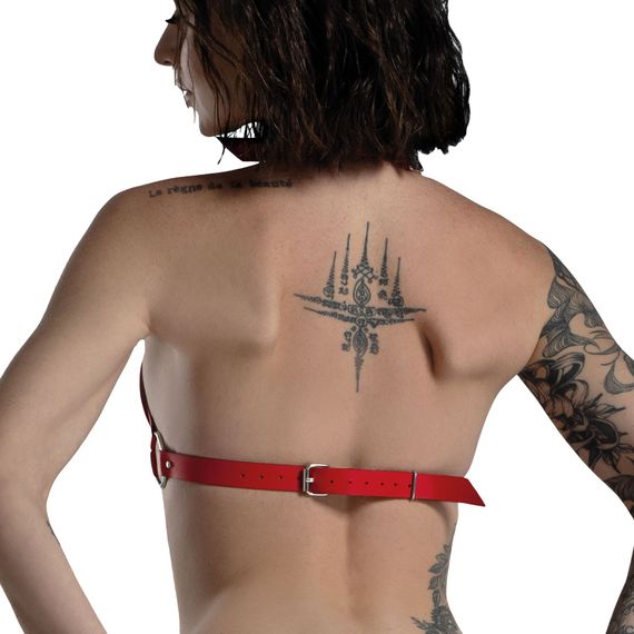 Ліф Серце з натуральної шкіри Feral Feelings - Hearts Bra Red | Зображення 2