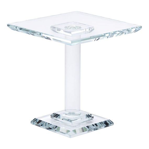 Тортовница стеклянная на ножке 12×12×13 см квадратная стойка для торта, капкейков HP-4-70S | Зображення 2