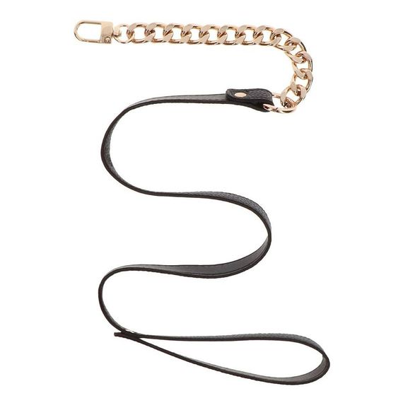 Поводок цепь с петлей из искусственной кожи Statement Leash золотистый, 75 см sexstyle | Зображення 3