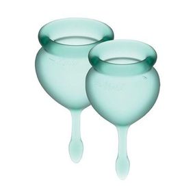 Набор менструальных чаш Satisfyer Feel Good (dark green), 15мл и 20мл, мешочек для хранения Sex Aura