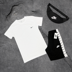 Літній чоловічий комплект Nike футболка + шорти + бананка