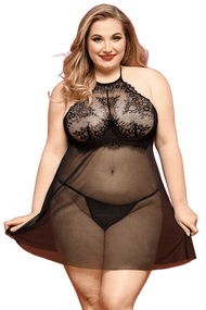 Сорочка беби-долл JSY «Страстная Лилит» Черная Plus Size