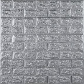 3D панель самоклеюча 700х770х7мм цегла Срібло (017-7) SW-00000059