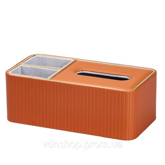 Салфетница на стол из эко-кожи с двумя отделениями 27 х 13.5 х 10 см Коричневый HPDY9291BR