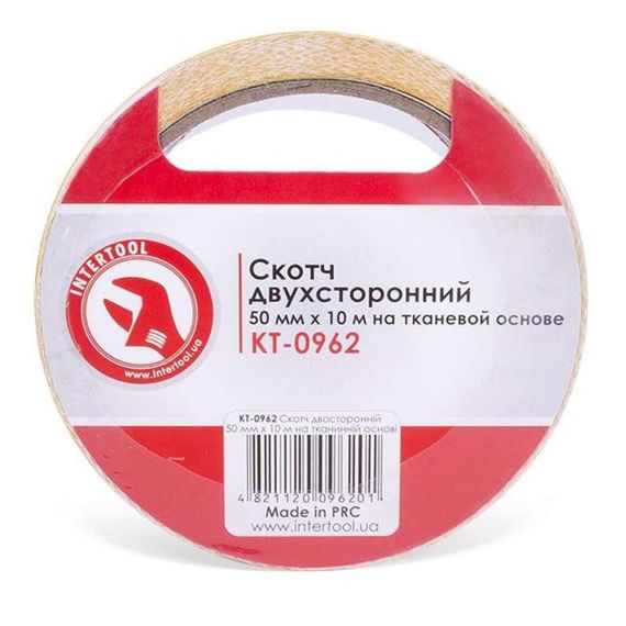 Скотч двухсторонний 50 мм*10 м на тканевой основе INTERTOOL