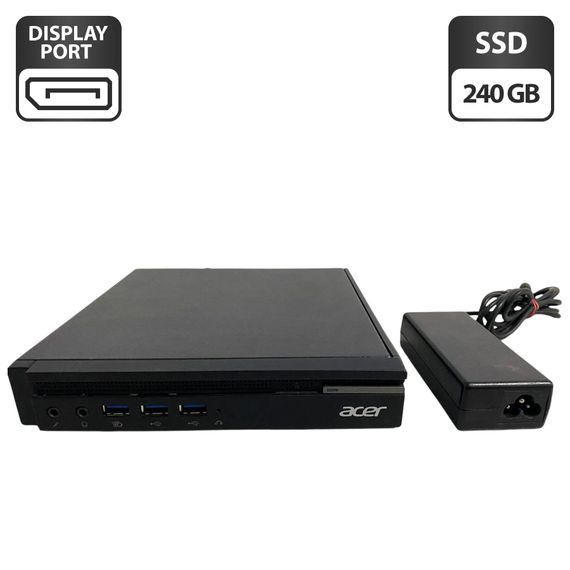 Неттоп Acer Veriton N4640G USFF / Intel Celeron G3900T (2 ядра по 2.6 GHz) / 8 GB DDR4 / 128 GB SSD / Intel HD Graphics 510 / Блок питания б/у