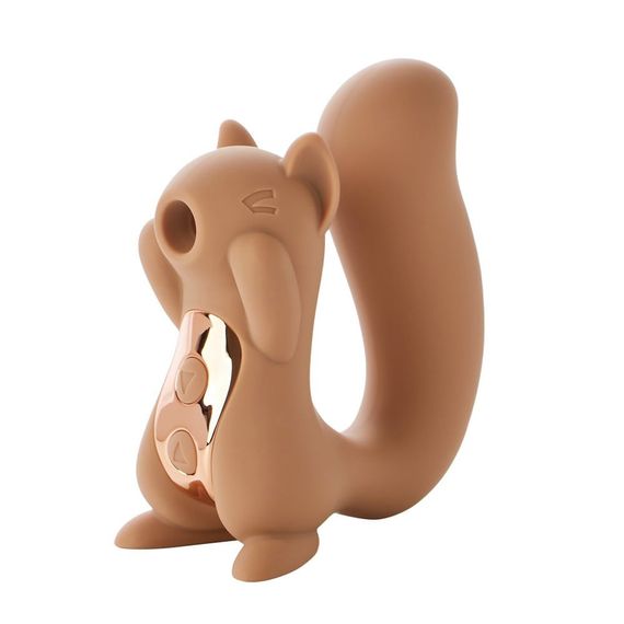 Вакуумний кліторальний стимулятор з вібрацією 2 в 1 у формі білочки Sweet Em Velvet Lure Brown | Зображення 2