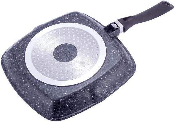 Сковорода-гриль Kamille Grill Pan 28х28см зі скляною кришкою | Зображення 3