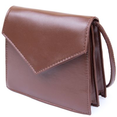 Сумка Vintage Горизонтальна кутоподібна зі шкірозамінника Коричнева (sale_14933)