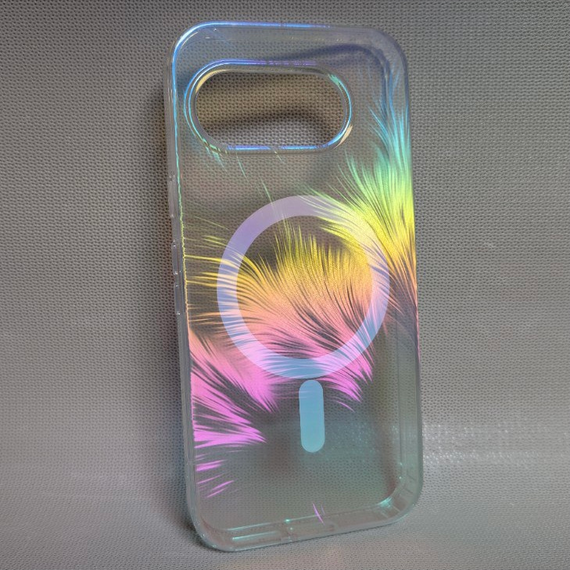 Чохол для Google Pixel 9A / Гугл Піксель 9А, прозорий TPU, кольоровий перелив, MagSafe, захист камери