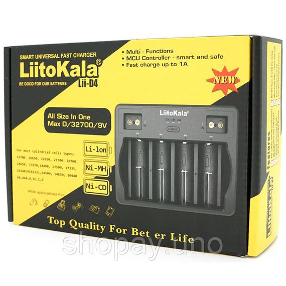 Універсальний зарядний пристрій Liitokala Lii-D4 на 4 канали (Li-ion, NiMH + NiCD + крона) Type-C QC-73 | Зображення 6