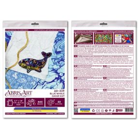 Набор для вышивания бисером украшения "Синий кит" AD-239 на натуральном холсте
