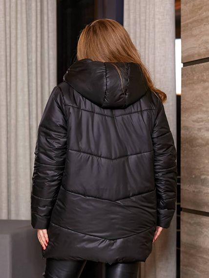 Женская теплая зимняя куртка с капюшоном NB23053 размер 50/52 цвет черный | Зображення 4