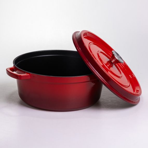 Кокотниця чавунна емальована 6 л, червоний Yiwu HP-FLG-6 RED | Зображення 2