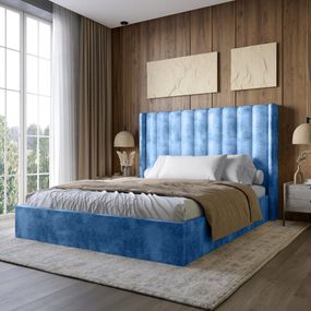 Двоспальне ліжко з підйомним механізмом LION Ніно 160x200 см SILK 503 Темно-синій (LION-045065)