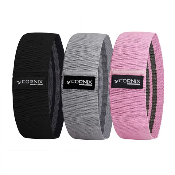 Резинки для фітнесу та спорту із тканини Cornix Hip Band набір 3 шт XR-0050