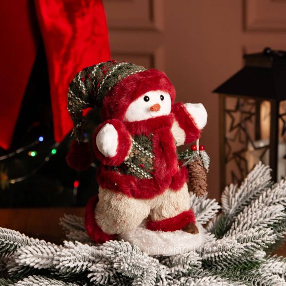 Новорічна фігурка Сніговик з шишкою 19×17×40 (см) CR-4-16