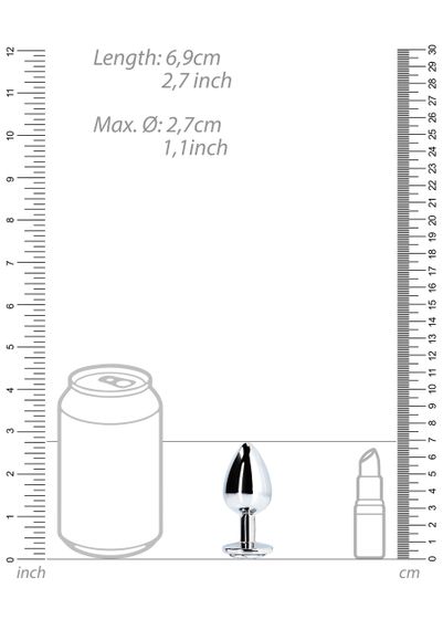 Металева анальна пробка Round Gem, розмір S колір: сріблястий/білий Ouch! (Нідерланди) sexstyle | Зображення 7
