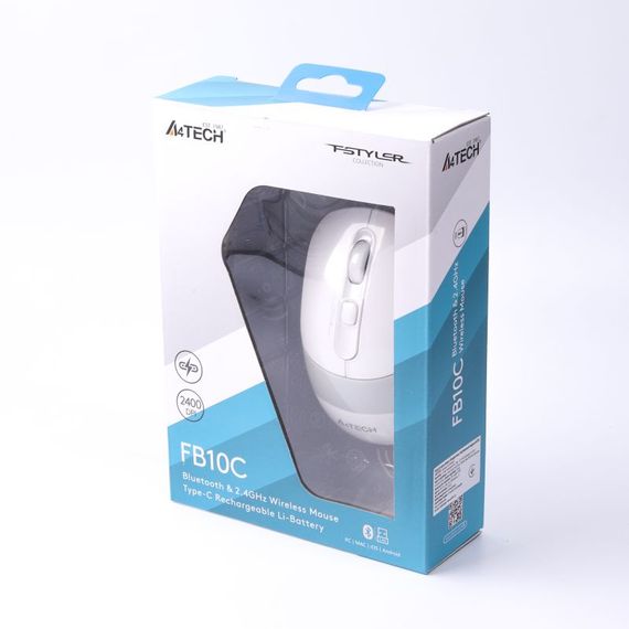 Миша бездротова A4Tech Fstyler FB10C (Grayish White),  USB, колір сірувато-білий | Зображення 5