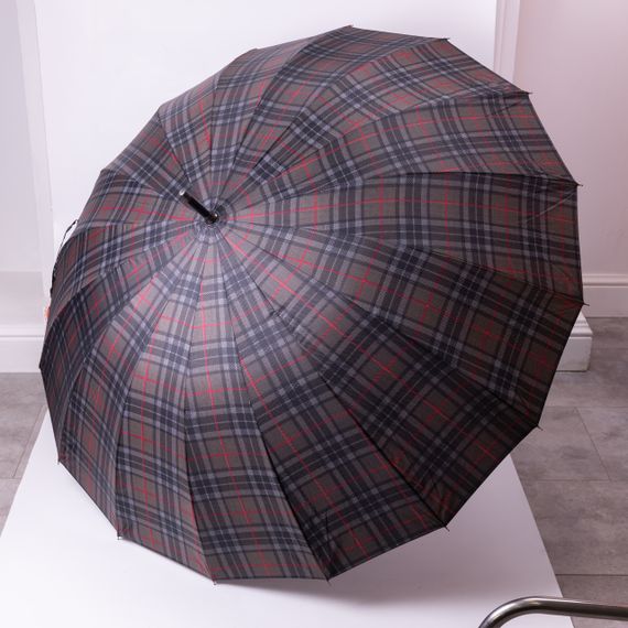 Класична парасолька-тростина напівавтомат з поліестеру 16 спиць діаметр 117 см Сірий HP-23-4G