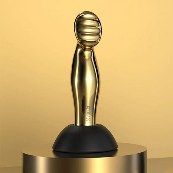 Масажер простати металевий золото з вібрацією Lockink sexstyle