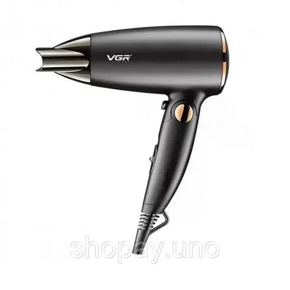 Дорожный складной фен VGR V-439 1600W • Компактный фен для сушки и укладки волос с холодным обдувом и насадкой-концентратором | Зображення 3