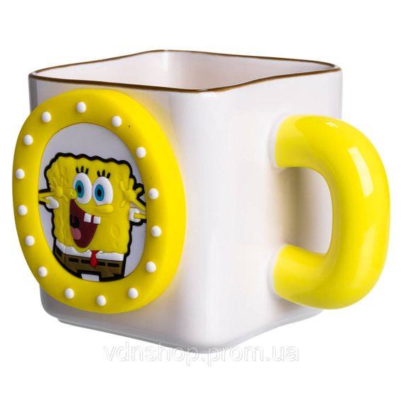 Порцелянова чашка "Губка Боб" з магнітним декором 500 мл, Кружка дитяча чашка із порцеляни на подарунок FM-12Y | Зображення 3
