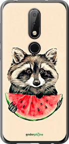 Чохол на Nokia 6.1 Plus Єнотик з кавуном "4605u-1539-2448"