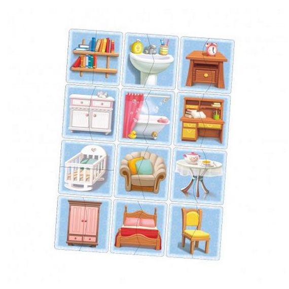 Настільна розвиваюча гра-пазл "Меблі" Ubumblebees (ПСФ072) PSF072, 12 картинок-половинок