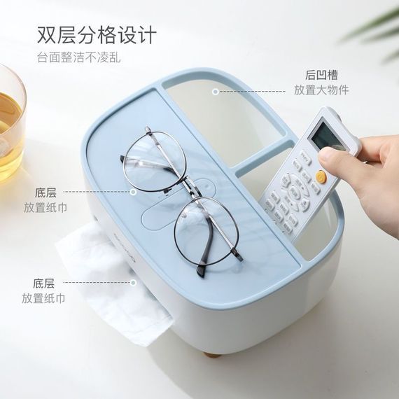 Настольный органайзер Ecoco Tissue с диспенсером для салфеток и отсеками для удобного хранения аксессуаров | Зображення 2