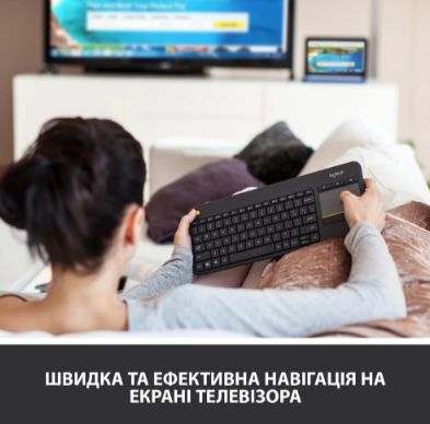 Клавіатура Logitech K400 Plus Touch Wireless UA Black (920-007145) | Зображення 3