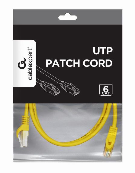 Патч корд Cablexpert PP6U-1.5M/Y, UTP, категорія. 6, литий,  50u" штекер із фіксатором, 1.5 м, жовтий | Зображення 1