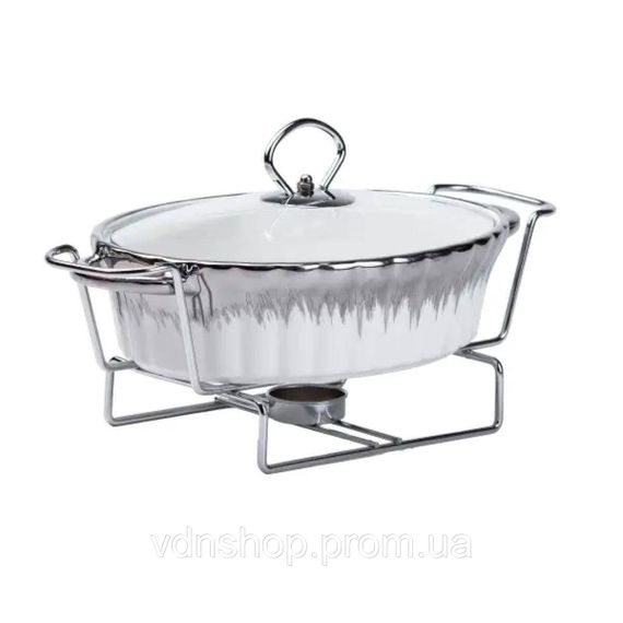 Марміт порцелянаовий на 1 л овальний з підігрівом 31×19×13 см HP1022 | Зображення 1