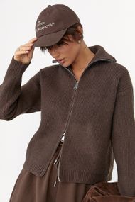 Теплий кардиган із коміром - коричневий цвет, ONE SIZE (є розміри)